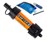 Sawyer Mini PointONE Filtro Acqua da Esterno per Emergenze, Rimuove il 100% di Microplastiche e il 99,99999% di Tutti i Batteri (Arancione)