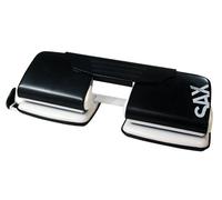 SAX - perforatore a doppio foro, 15 fogli, nero, vassoio di raccolta compatto, facile da usare, design moderno ed elegante