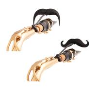 Sax-stache 2.0 - Set di 2 baffi a clip per sassofono tenore o bari, versione combo XL e manubrio Brasstache