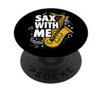 Sax with me Saxofon Brass Band Jazz sassofonista sassofono PopSockets PopGrip Adesivo
