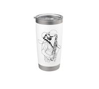 Saxofon Guy One Line Drawing Musica jazz per ragazzi Bicchiere termico in acciaio inox doppia parete