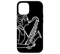 Saxofono Ragazza Linea Arte Musica Jazz per Ragazze Custodia per iPhone 12/12 Pro