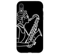 Saxofono Ragazza Linea Arte Musica Jazz per Ragazze Custodia per iPhone XR