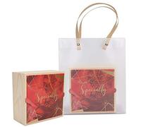 SAXOJONON Contenitore di regalo di legno di pino messo per stoccaggio di Candy e dei gioielli, borsa del PVC, chiaro imballaggio opaco per i piccoli accessori, candele, profumo, Fiore retrò europeo