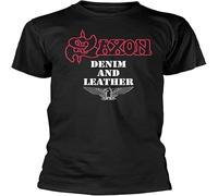 Saxon Denim And Leather Man's T-Shirt Fashion Cotton Unisex Tee Clothes Black S