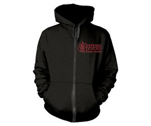 SAXON - STRONG ARM OF THE LAW BLACK Hooded Sweatshirt with Zip Medium
