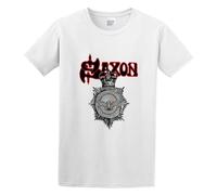Saxon 'Strong Arm of The Law' Casual Round Neck T Shirt White L