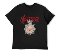 Saxon Strong Arm of The Law Men Black T-Shirt Print Unisex Cotton Tee Shirt M