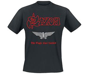 Saxon The Eagle Has Landed Uomo T-Shirt Nero 100% Cotone Regular