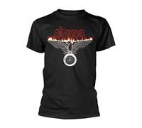 Saxon T Shirt Wheels of Steel Eagle Band Logo Nuovo Ufficiale Uomo Nero Size M