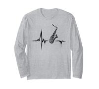Saxophone Heartbeat - Sassofono Vintage Jazz Music Lover Maglia a Manica