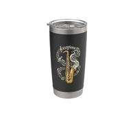 Saxophone Jazz Swirling Smoke e Musical Staff Bicchiere termico in acciaio inox doppia parete