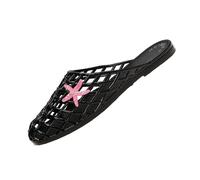 Saxrel Jelly Shoes - Ciabatte da donna in PVC, punta chiusa, in rete cava, senza lacci, piatte, per estate, spiaggia, vacanze, casa, abbigliamento casual estivo, 2 nero, 36 EU