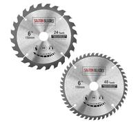 Saxton - 2 lame per sega circolare TCT, 150 mm x 20 mm, foro 24 e 48 denti + anello da 16 mm e 10 mm, compatibili con Ryobi Bosch, Makita Dewalt