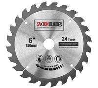 Saxton TCT Lama per sega circolare 150mm x 20mm foro x 24 denti + 16mm e 10mm anello compatibile con Ryobi Bosch