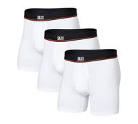 SAXX - Boxer da uomo in cotone elasticizzato senza sosta, confezione da 3 pezzi, con supporto integrato e biancheria intima da uomo, bianco, Large