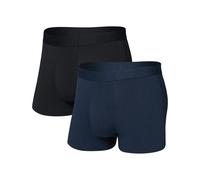 Saxx Underwear - Boxer in cotone stretch traspirante - Droptemp Cooling Cotton Trunk Fly Dark Ink/Black 2pk per Uomo in Cotone - Taglia L - Nero