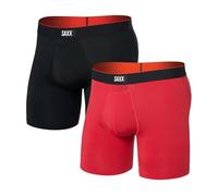 SAXX Underwear Co. Boxer da uomo multisport in rete, confezione da 2, Rosso Tramonto/Nero, Medium