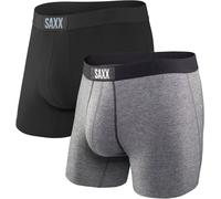 Saxx Underwear - Confezione da 2 comodi boxer - Vibe Super Soft Boxer Brief 2Pk Black Grey per Uomo - Taglia S - Grigio