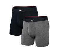 Saxx Underwear - Set da 2 boxer traspiranti - Vibe Xtra Soft Comfort BB Fly 2pk Black/Dark Grey Heather - Taglia S