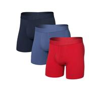 Saxx Underwear - Set da 3 boxer da uomo in Cotone traspirante - DropTemp Cooling Cotton BB Fly 3pk - Red/Indigo/Dark Ink per Uomo in Cotone - Taglia L - Blu Blu L