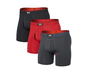 Saxx Underwear - Set da 3 boxer traspiranti - Multi-Sport Mesh BB 3pk Sunset Red/Trblnce/FD Blk per Uomo - Taglia XS - rosso