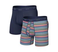 Saxx Underwear - Set di 2 boxer traspiranti - Quest Quick-Dry Mesh BB Fly 2pk - Harvest Stripe/Maritime per Uomo - Taglia S - Blu navy