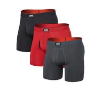 Saxx Underwear - Set di 3 boxer traspiranti - Multi-Sport Mesh BB 3pk - Sunset Red/Trblnce/FD Blk per Uomo - Taglia L - rosso