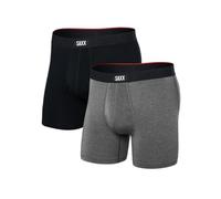 SAXX UNDERWEAR Vibe Xtra Super Soft Boxer Brief Fly 2-Pack Intimo Uomo Uomo, Nero, grigio (Black/Dark Grey Heather), XL