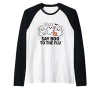 Say Boo to The Flu Halloween Infermiera Fantasma Costume Spooky Maglia con Maniche Raglan