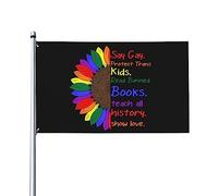 Say Gay Protect Trans Kids Lettura di libri vietati Pride Lgbt House Flag, 3x5 Ft Bandiera su un lato esterno, Colori vivaci Anti sbiadimento Banner Cortile Decorazione esterna