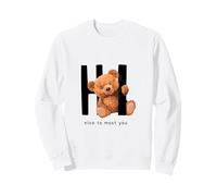 Say Hi Nice to Meet You, Lovely Teddy Bear Graphic Designs Felpa