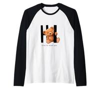 Say Hi Nice to Meet You, Lovely Teddy Bear Graphic Designs Maglia con Maniche Raglan