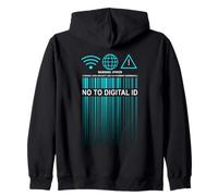 Say No To Digital ID - Freedom & Conservative Barcode Cyan Felpa con Cappuccio