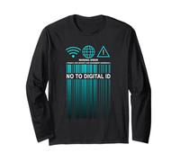 Say No To Digital ID - Freedom & Conservative Barcode Cyan Maglia a Manica