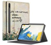 Say Something Nice Custodia floreale per Samsung Galaxy Tab S8 Plus/Tab S7 FE 12,4" 2021 / Galaxy Tab S7 Plus 2020, custodia con angoli di visualizzazione multipli con supporto S Pen e auto sleep/wake