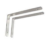 Sayayo Staffe per Mensole Pesanti Staffe per Mensole in Acciaio Inox Spessore 4MM Staffe a L Argento Supporti Staffa Mensola da Parete Squadrette Angolari 245 MM, 2 Pezzi, EJ5218-2P