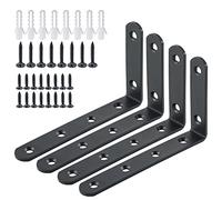 Sayayo Staffe per Mensole Staffe a L Staffe per Mensole Pesanti Staffa Mensola Industriale Supporto da Parete Squadrette Angolari 125 mm * 75 mm, Acciaio inossidabile Nero Opaco, 4 pezzi, EJ5207B-4P