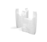 Saybio, sacchetti bianchi con manici, sacchetti di plastica per la spesa 25 x 38 x 46 cm, sacchetti per magliette in plastica resistente con manici, sacchetti per la spesa riutilizzabili in plastica,