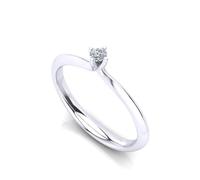 sayes.com Anello Solitario modello Rose in oro bianco 18kt (750) e Diamante Bianco Naturale, colore G purezza SI1. Expertise e scatola regalo inclusa. (12, 0.06, Carati)