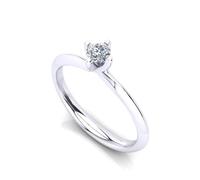 sayes.com Anello Solitario modello Rose in oro bianco 18kt (750) e Diamante Bianco Naturale, colore G purezza SI1. Expertise e scatola regalo inclusa. (16, 0.13, Carati)