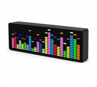 SAYEYBU Analizzatore Spettro Audio, Display Spettro Musicale LED con Orologio Digitale, 12 modalità Dinamiche 7 Colori, Misuratore Livello Controllo Sonoro per Scrivania Gaming Casa Studio Auto,Nero
