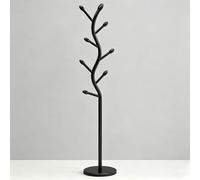 SAYEYBU Appendiabiti Terra, Appendiabiti Metallo con 8 Ganci, Appendiabiti Moderno Piantana, Appendiabiti Forma Albero per Corridoio, Ingresso, Camera Letto, Ufficio,Nero,A