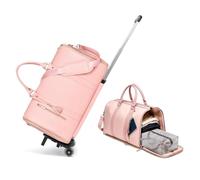 SAYEYBU Borsa Porta Abiti da Viaggio 3 in 1 con Ruote, Borsone con Ruote da 45L Set,Rosa