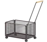 SAYEYBU Carrello Portaoggetti Metallo, Cesto Portabiancheria Contenitore Vuoto con Maniglia, Carrello Portatile Bucato 4 Ruote Girevoli per Vestiti, Libri, Snack, Scarpe e Spesa,Nero,Small