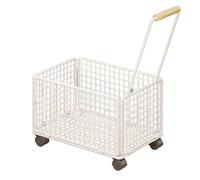 SAYEYBU Carrello Portaoggetti Metallo, Cesto Portabiancheria Contenitore Vuoto con Maniglia, Carrello Portatile Bucato 4 Ruote Girevoli per Vestiti, Libri, Snack, Scarpe e Spesa,Bianca,Large