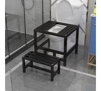 SAYEYBU Convertitore per WC alla Turca Rinforzato con Poggiapiedi, Telaio Antiscivolo per WC Bagno, Design Portante con Traversa, Sgabello Accovacciamento Unisex per Casa Cura/Case Cura,Nero