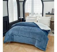 SAYEYBU Coperta Invernale Double Face Soffice Pile Agnellato, Coperta Caldo Velluto Latte E Cashmere Agnello, Coperta Notte, Piumino Traspirante E Soffice per Tutte Stagioni,Blue b,180 * 220cm 2.9kg