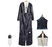 SAYEYBU Coperta Riscaldata, Coperta Riscaldata Elettrica Portatile e Indossabile con Maniche 9 Livelli Riscaldamento, Accappatoio Riscaldato Accogliente per Divano, Letto, Ufficio,Without Foot Pocket