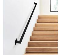 SAYEYBU Corrimano Ringhiere Scale per Gradini Esterni o Scale Interne, Corrimano per Scale in Metallo Quadrato, Corrimano in Ferro per Montaggio a Parete, Ringhiera in Ferro,Nero,270cm